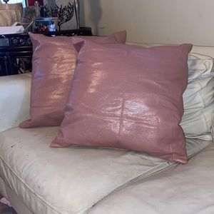4  cushions  or throw pillows , pink vimil for a chair or couch